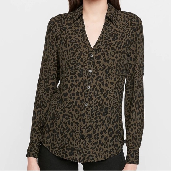 Express Tops - Express The Portofino Shirt Leopard Print